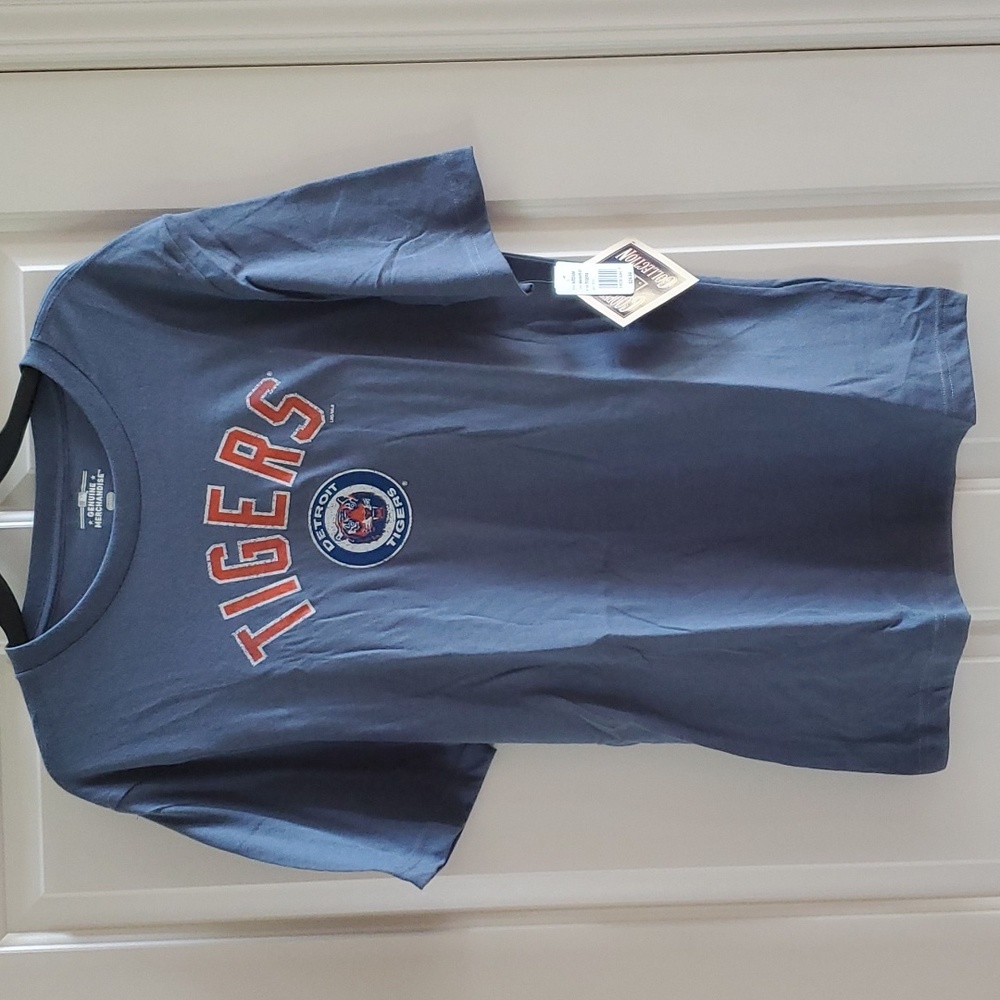 Men's Womens MLB Detroit Tigers T-Shirt Size Medium Baseball Logo Blue Gray NWT